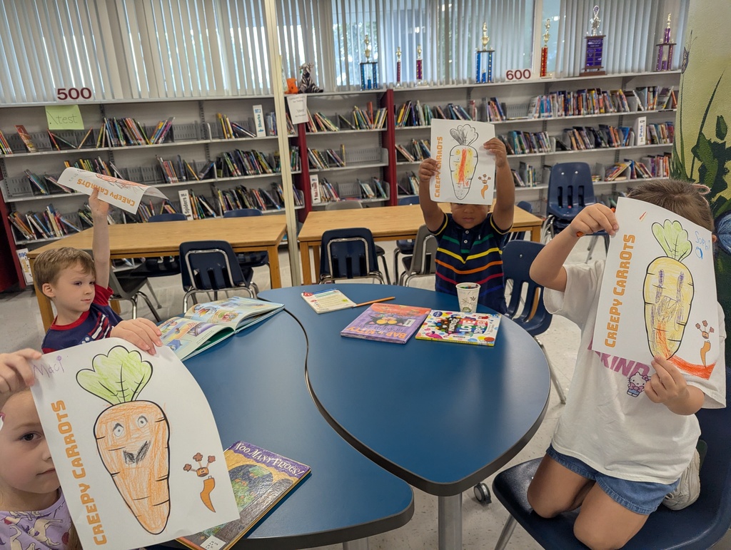 Kindergarten Students creating creepy carrots