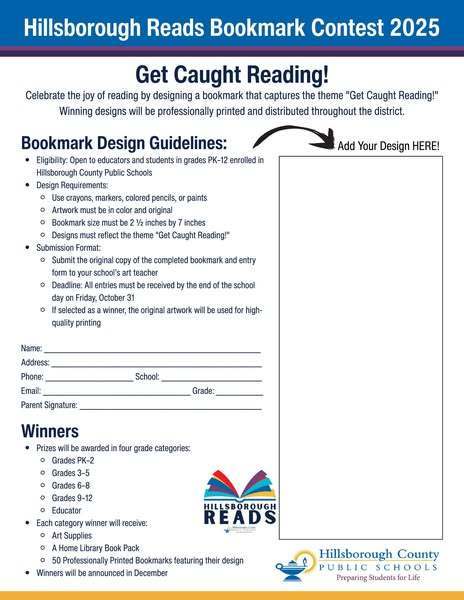 Hillsborough Reads Bookmark Contest 2025