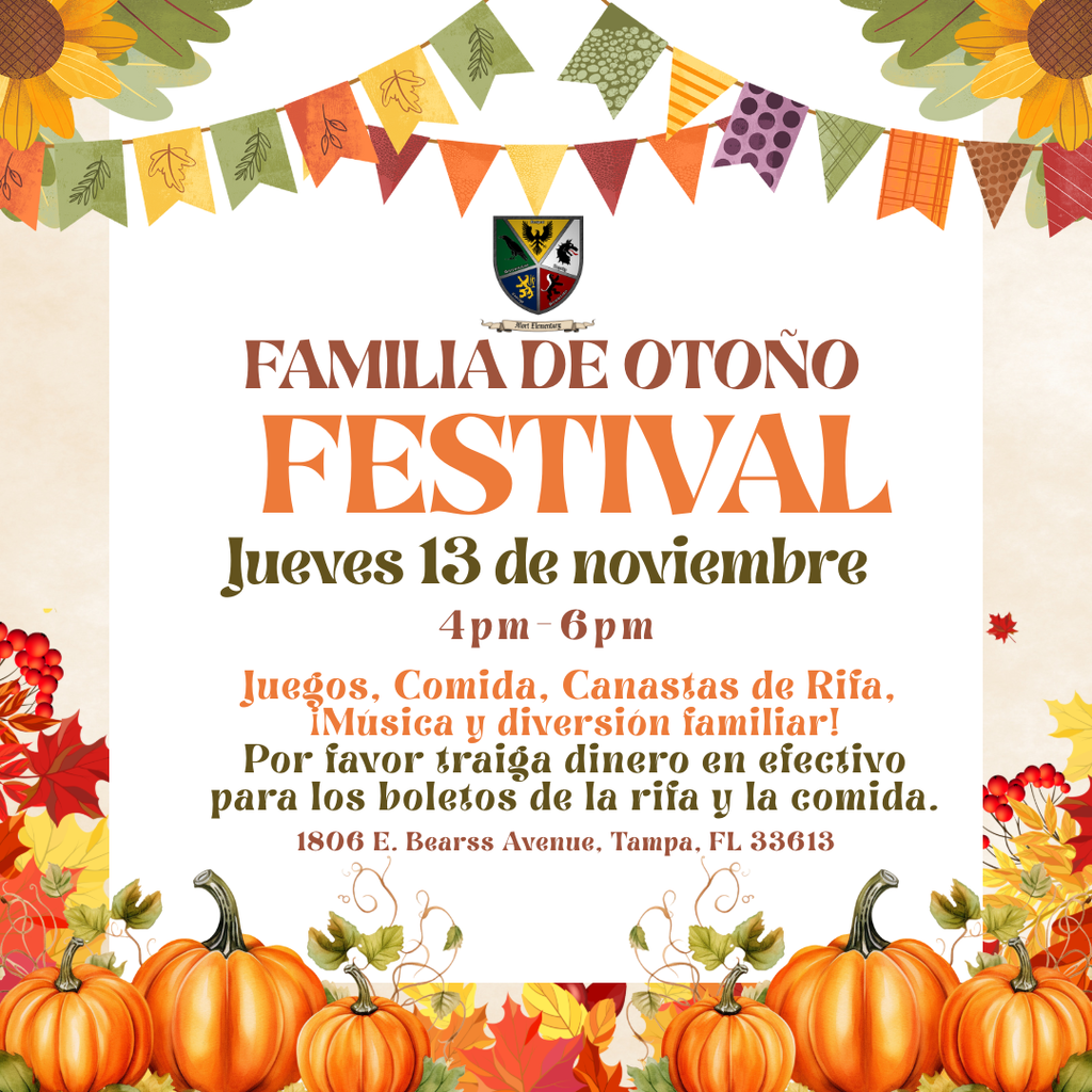 Fall Family Festival Flyer - Pumpkins - Thursday November 13th 4pm-6pm . Please bring cash for raffle and food