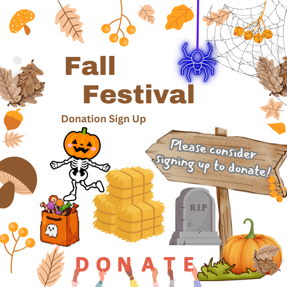 fall leaves; mushrooms, glow-in-the-dark purple spider. orange bag of halloween candy, wooden sign, pumklin; skeleton with a pumpkin head, tombstone, hay bales