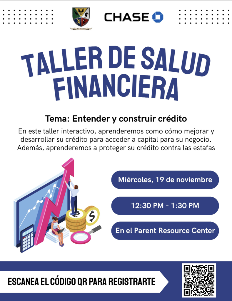 Chase - Financial Health Workshop  Understanding and Building Credit November 19th flyer and QR code