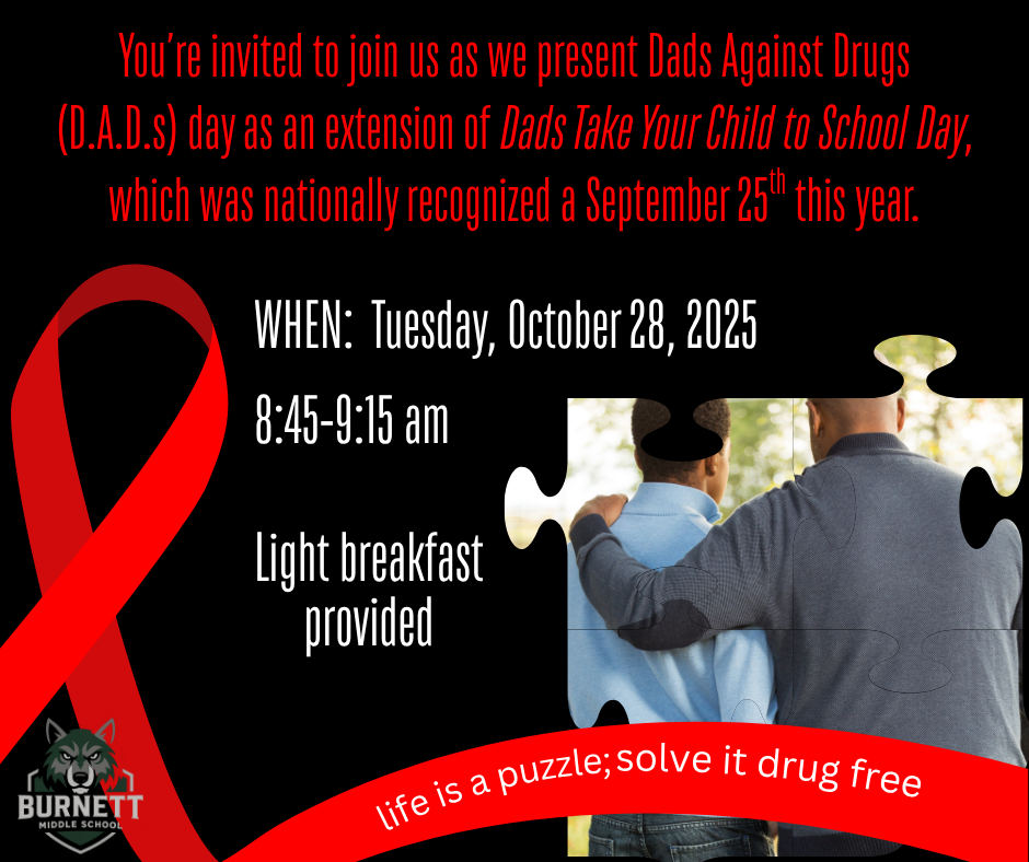 Red Ribbon, D.A.D.s Day, Dads Against Drugs, Tuesday 10/28/25 8:45 am