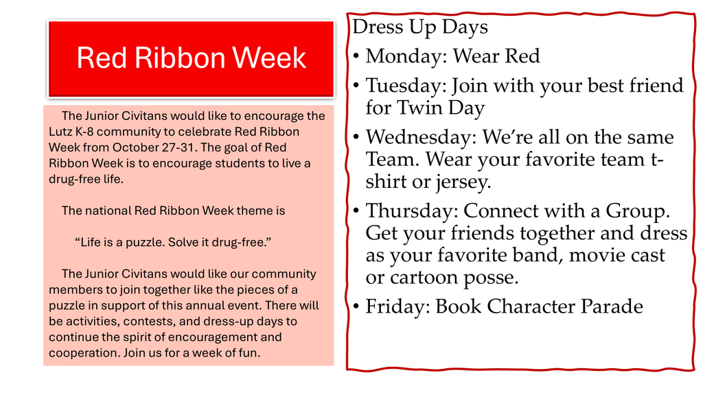 Red Ribbon Week, Oct 27th-31st