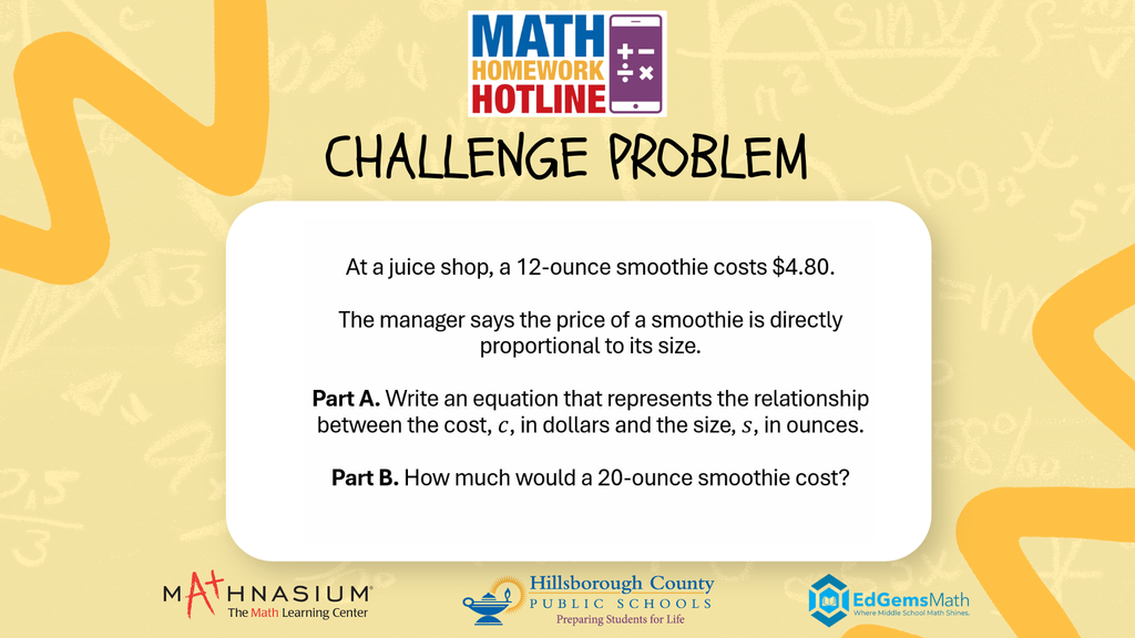 Math Homework Hotline Challenge Problem