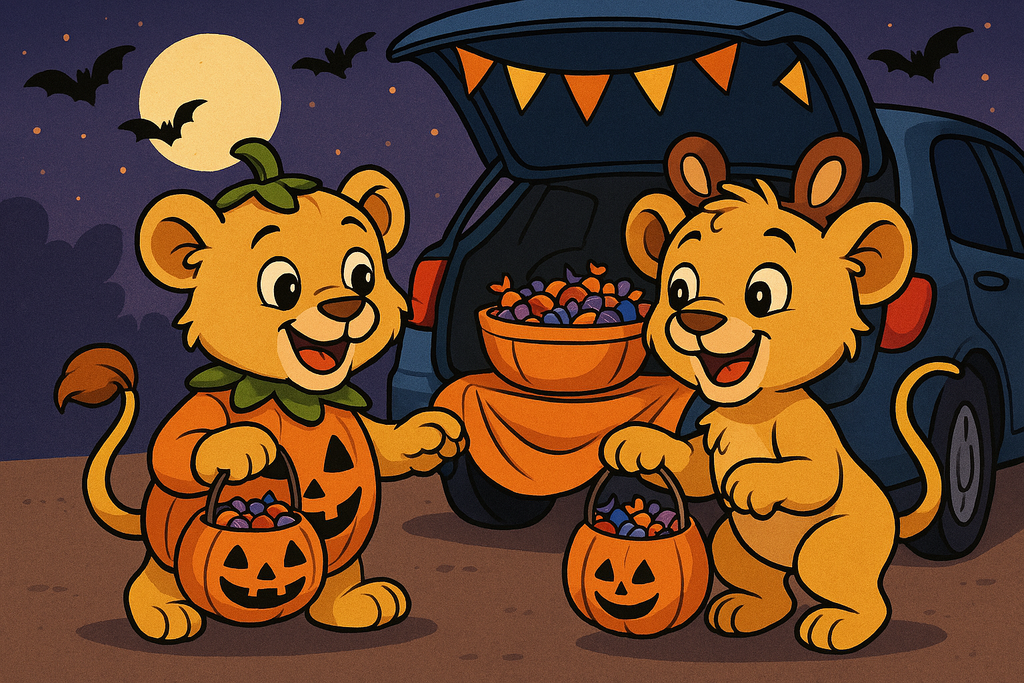 Cubs trunk or treating in costumes