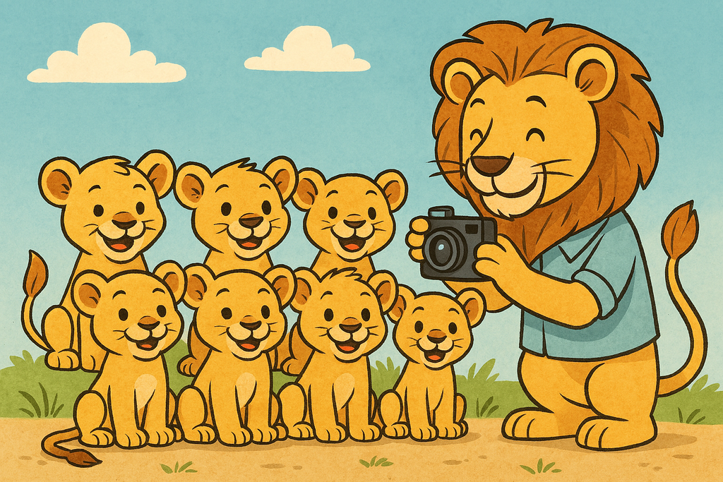Cartoon lion cubs class picture