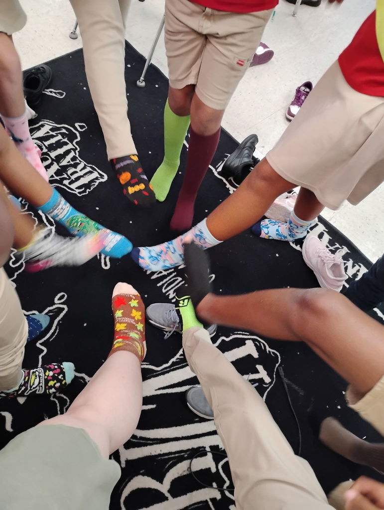 Students wearing crazy socks
