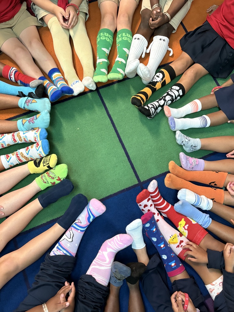 Students wearing crazy socks