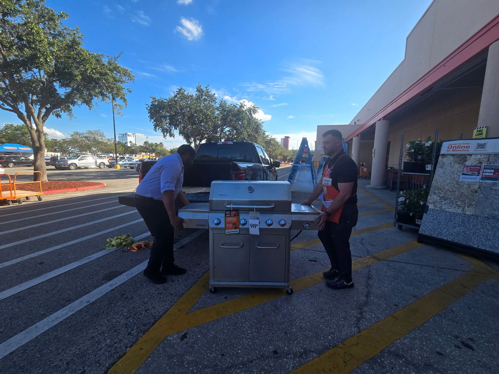 Mr. Butler helped us pick up a grill that was donated from Home Depot.