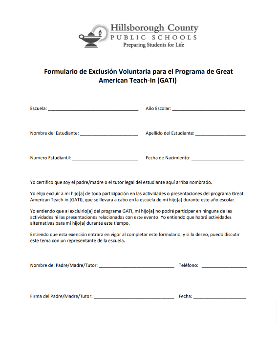 GATI Opt-Out Spanish