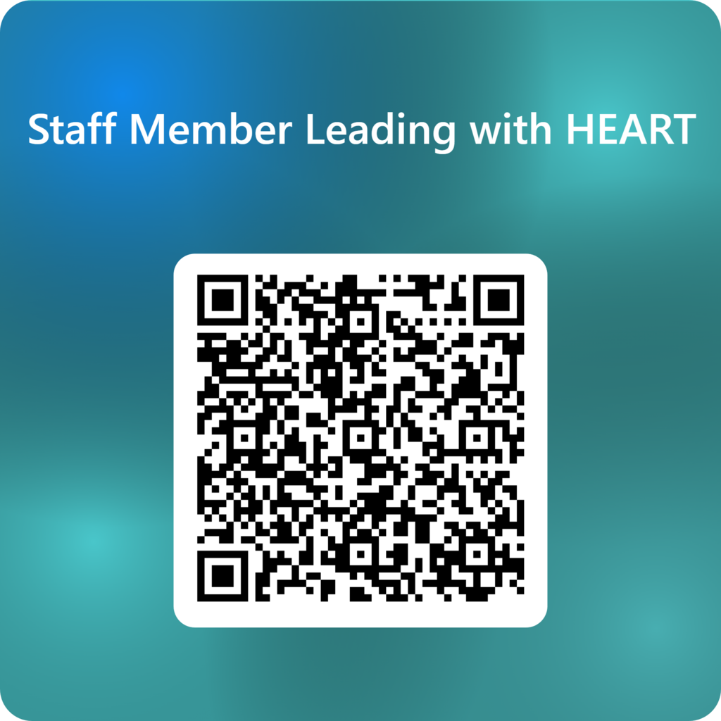 Staff leading with heart qr code