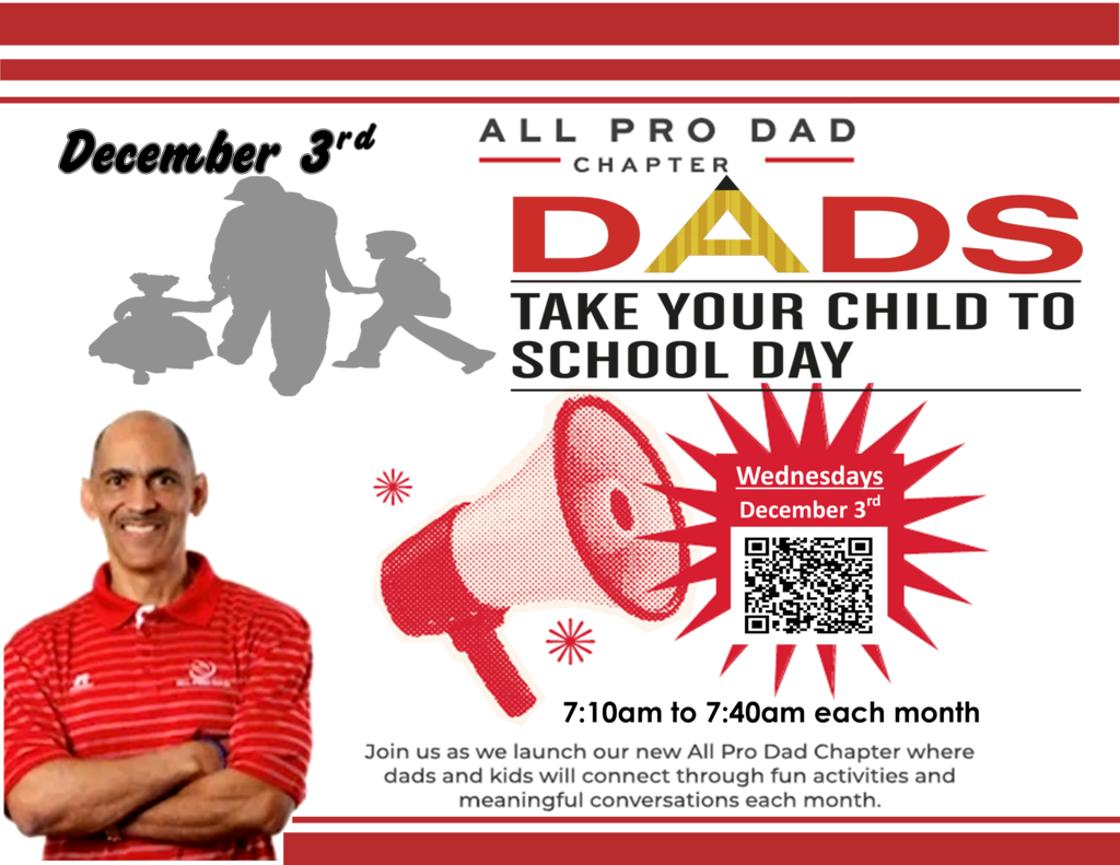 All Pro Dads flyer with red stripes, red sunburst, red bullhorn