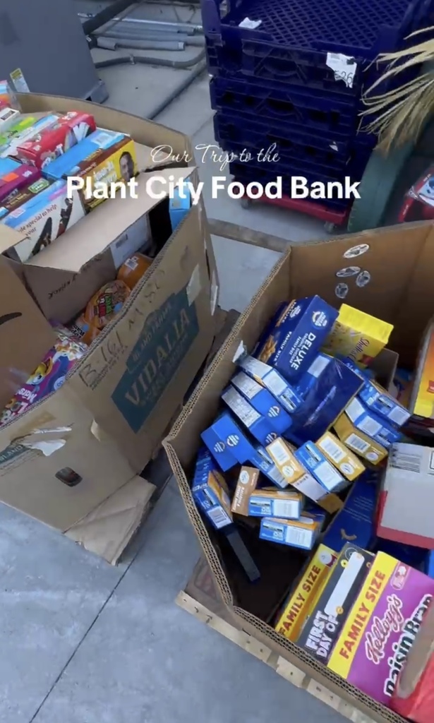 Collecting food at food bank