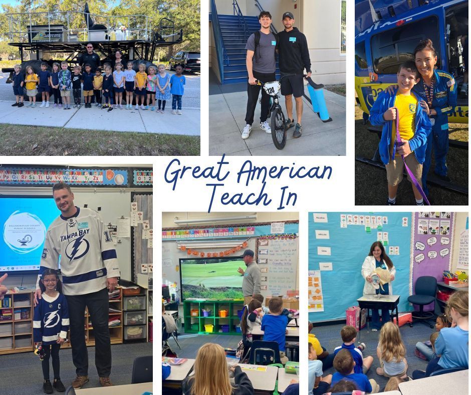 Six photos of speakers for the Great American Teach In