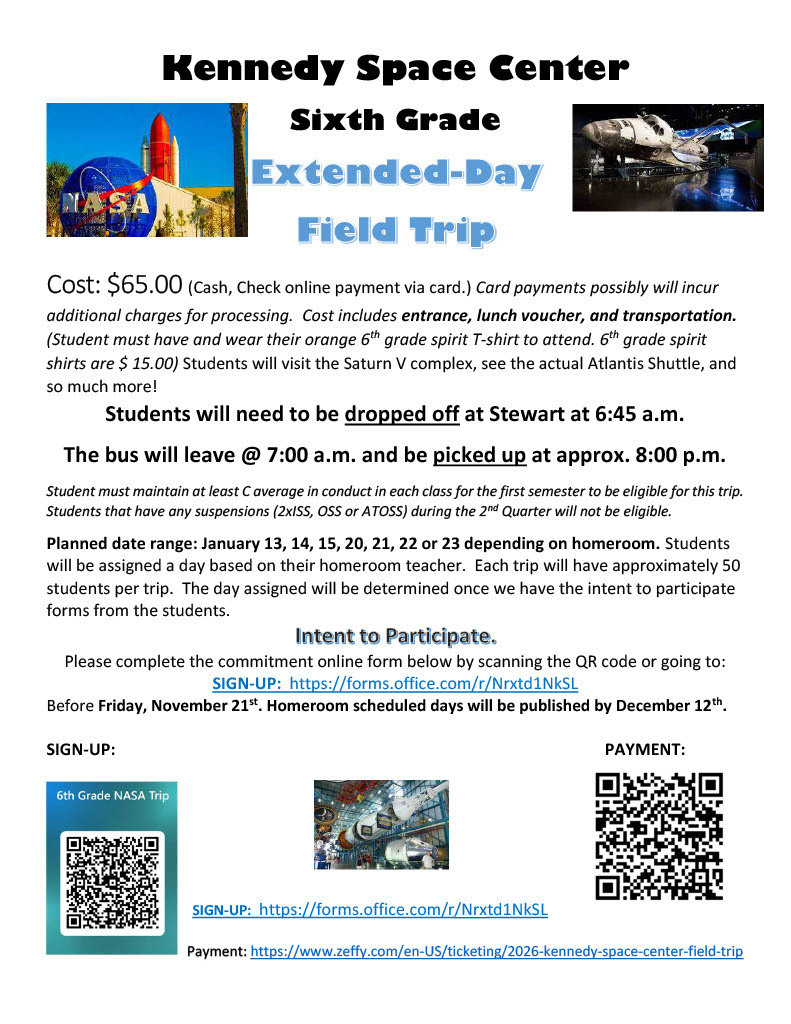 Kennedy Space Center Field Trip Flyer