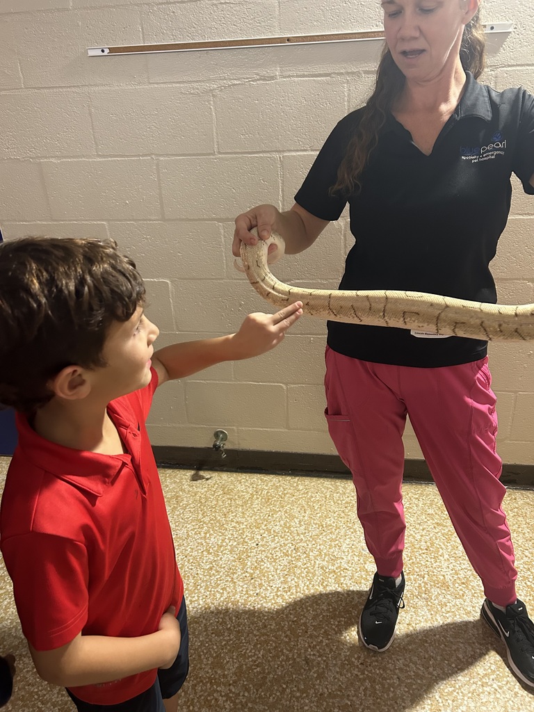 Student with a snake and veterinarian