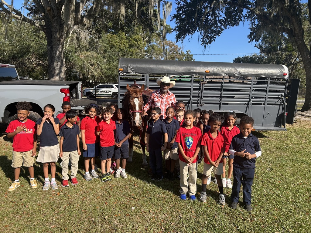 Students with a horse