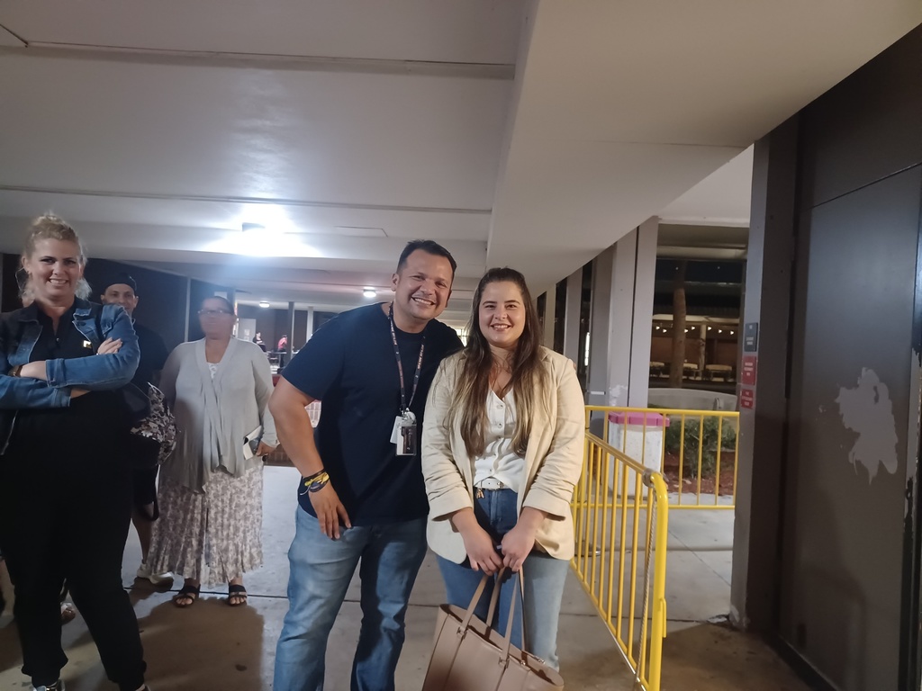 Happy students and staff