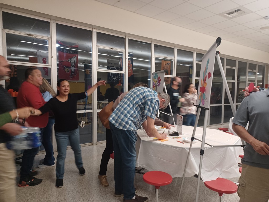 Students writing what they are grateful for