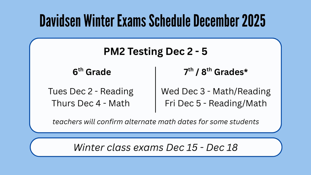 Davidsen Winter Exam Schedule 2025