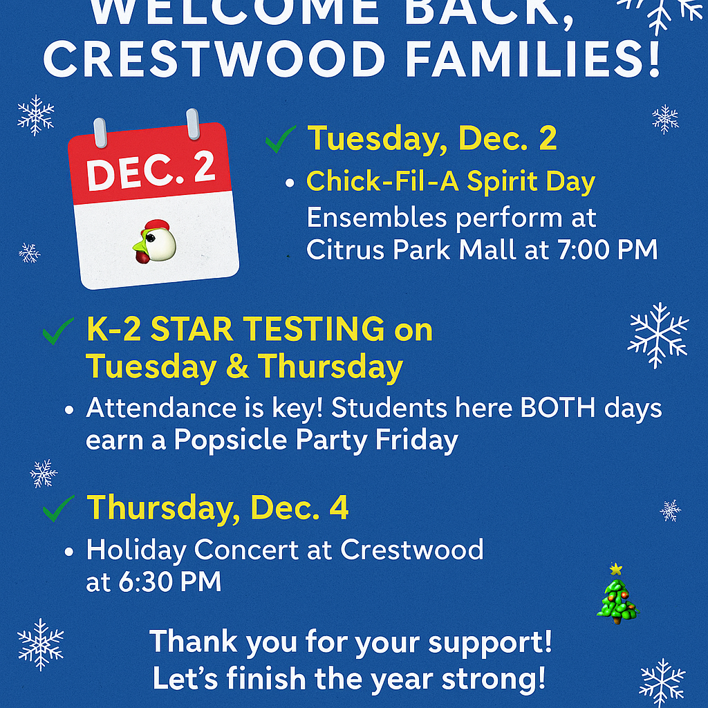 Flyer with the weeks information