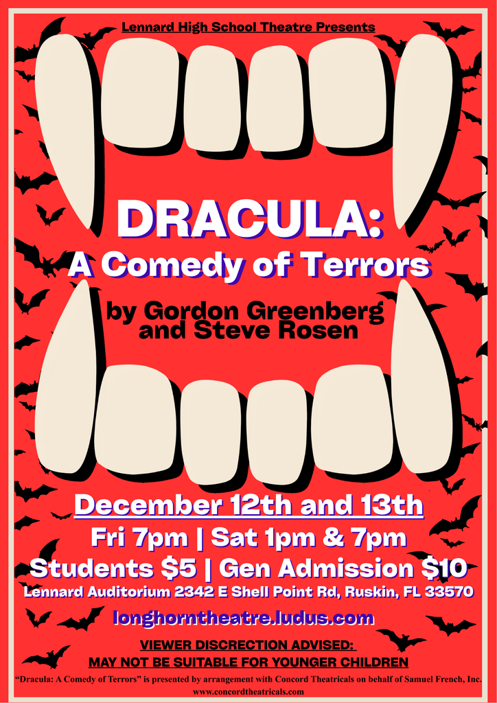 Join us for Dracula: A Comedy of Terrors on Friday, December 12th and Saturday, December 13th!
