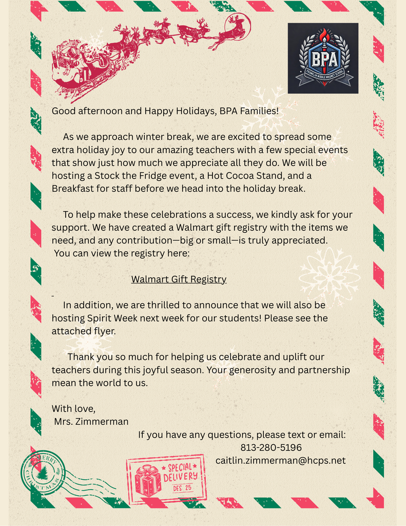 Letter for donations. 