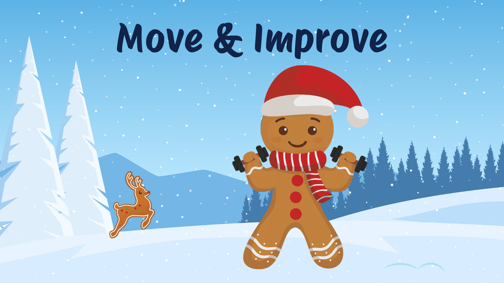 Gringerbread person lifting weights to move and improve