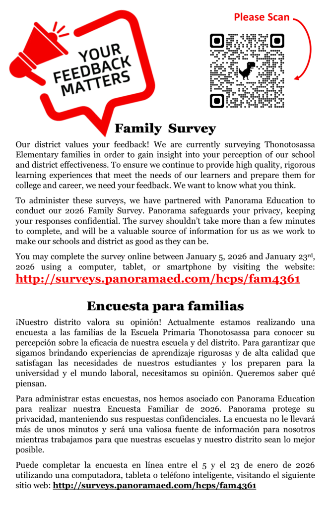 Family Survey QR Code flyer with lots of red and black writing  