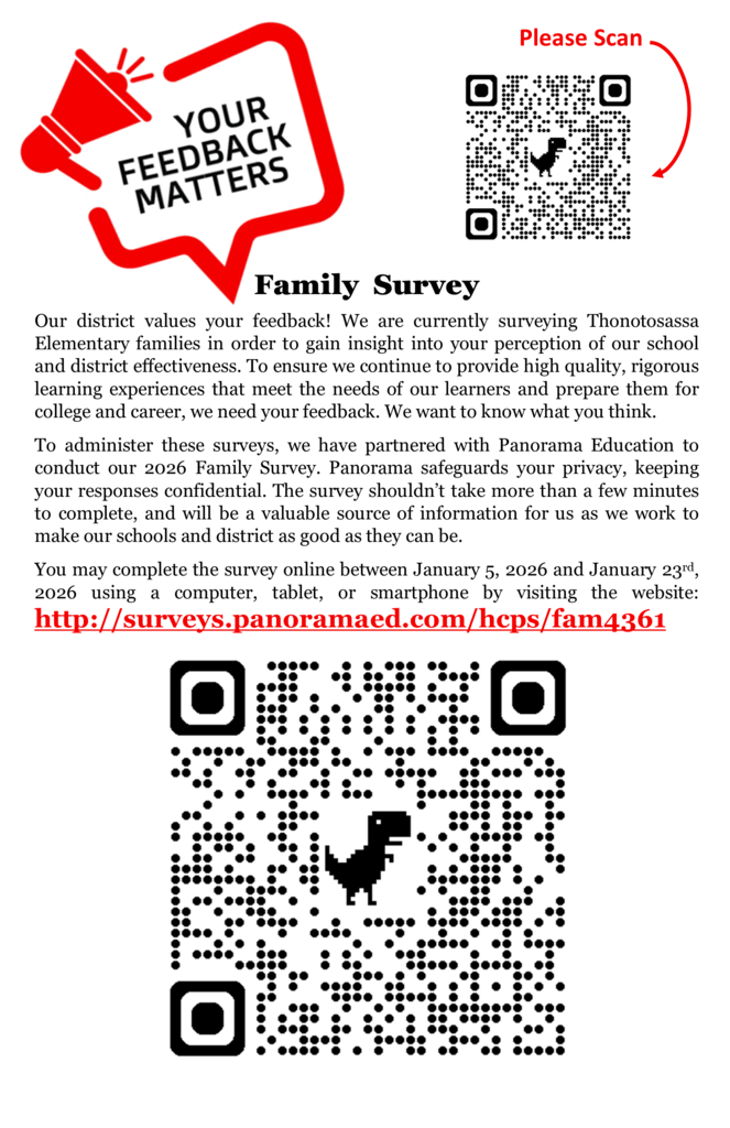 Family Survey QR Code flyer with lots of red and black writing 