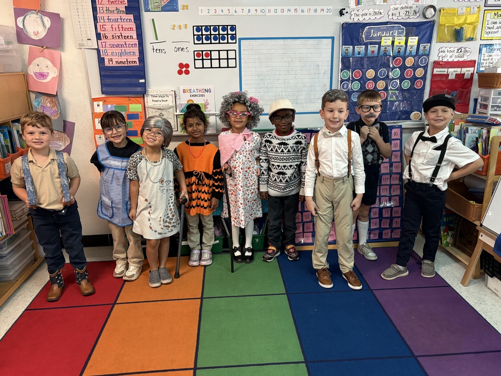 Students dressed up as 100 year olds