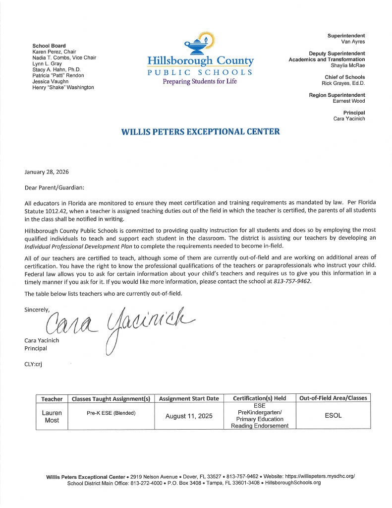 2526 Out of Field Letter- English/Spanish-Spring