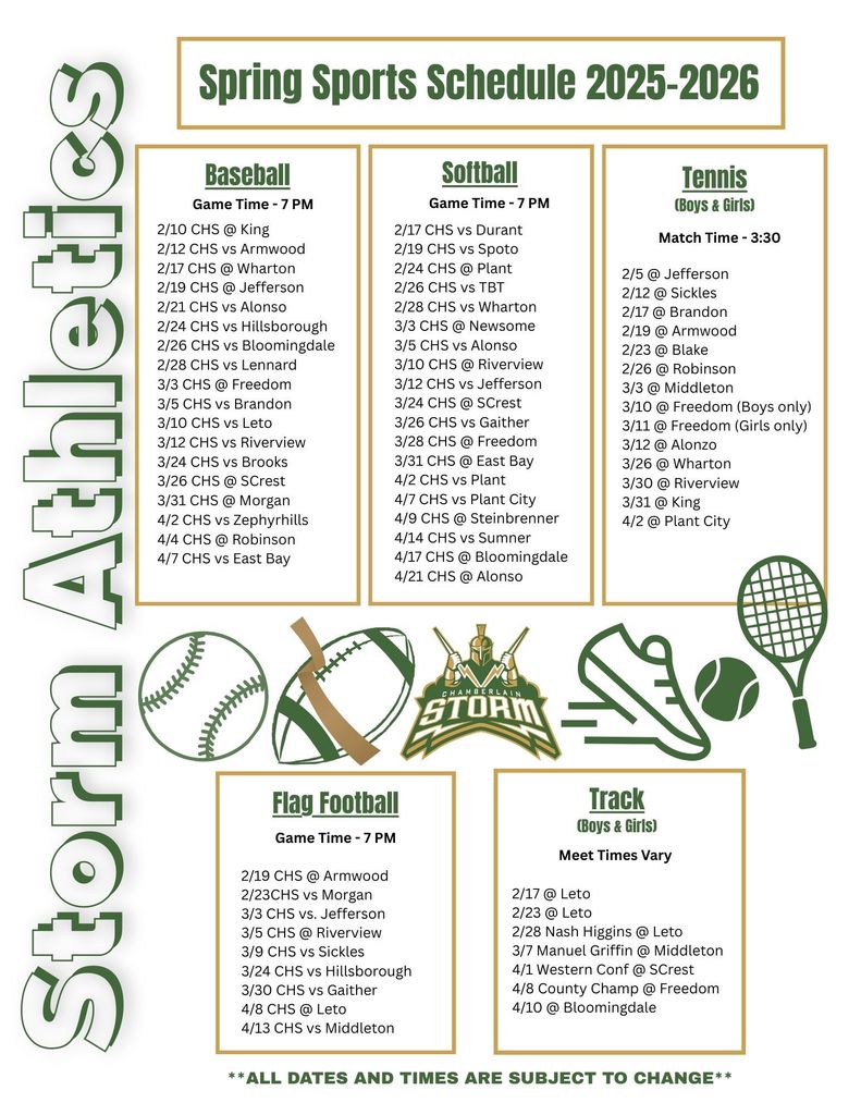 Spring Sports Schedule