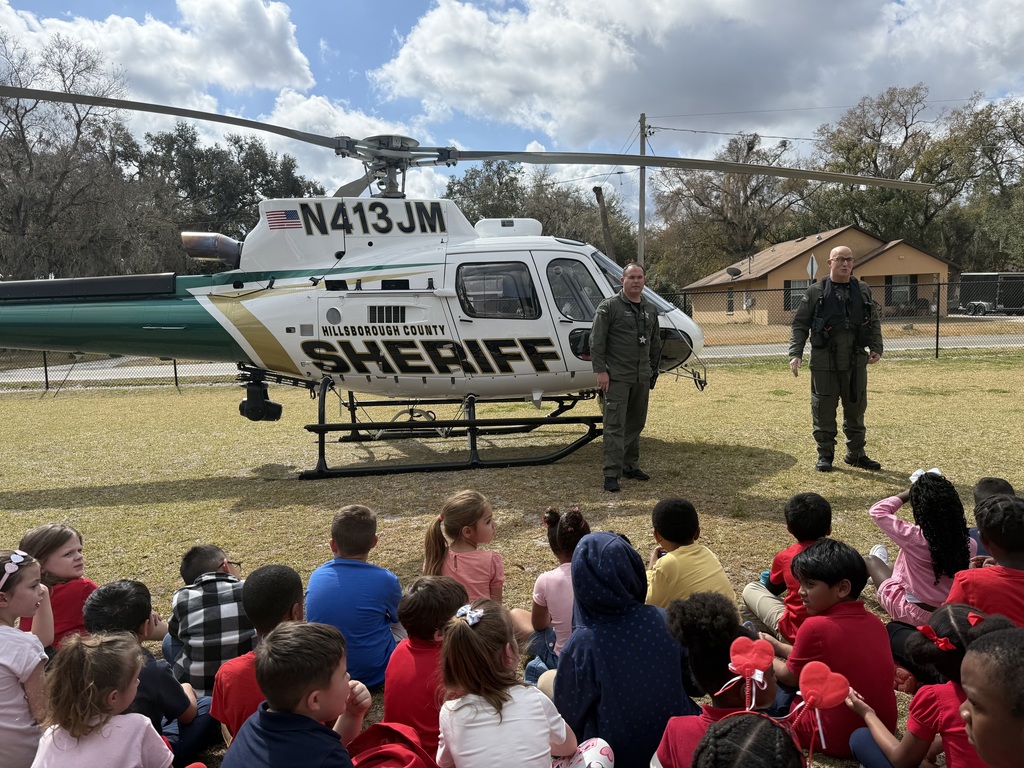 Hillsborough County Sheriff helicopter talking with students