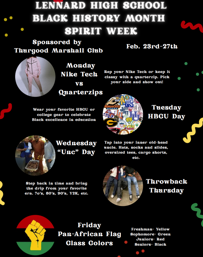 Thurgood Marshall Black History Month Spirit Week!