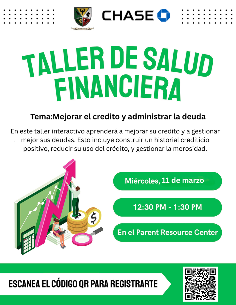 Chase  presents - Improving credit and managing debt -Spanish Workshop 12:30pm-1:30pm