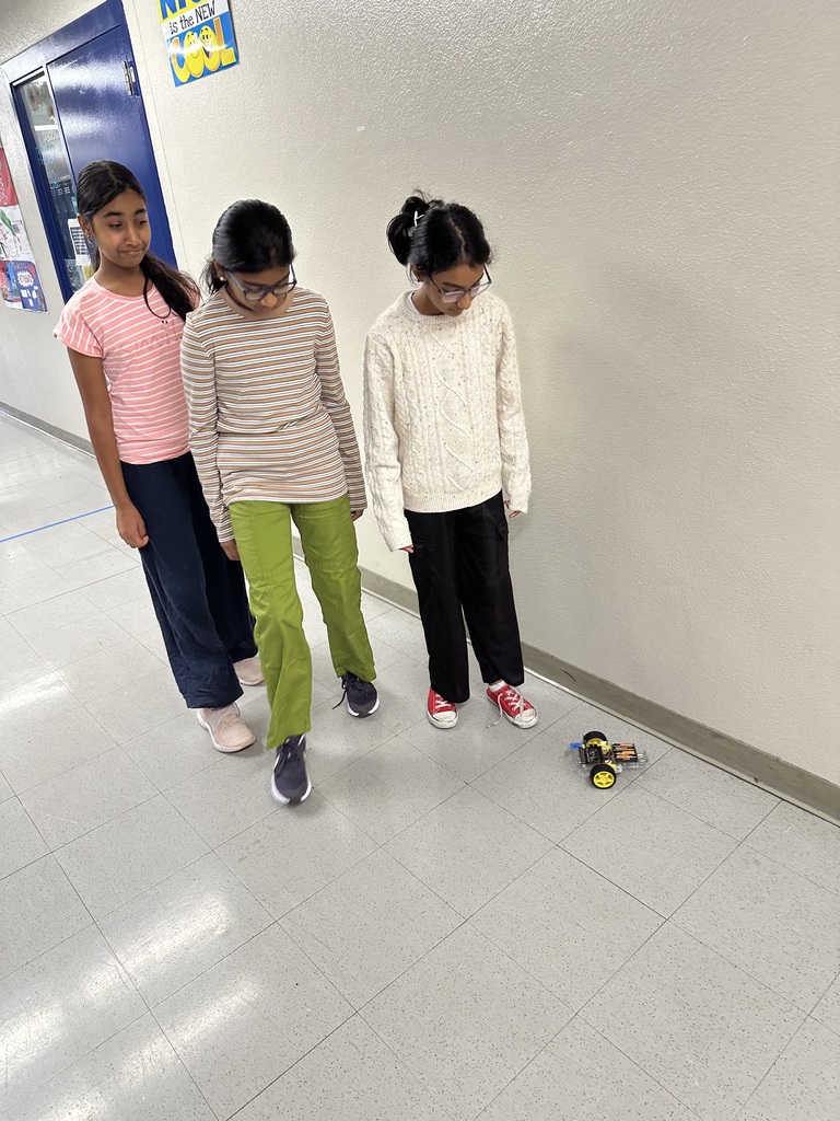 Students starting at their robot