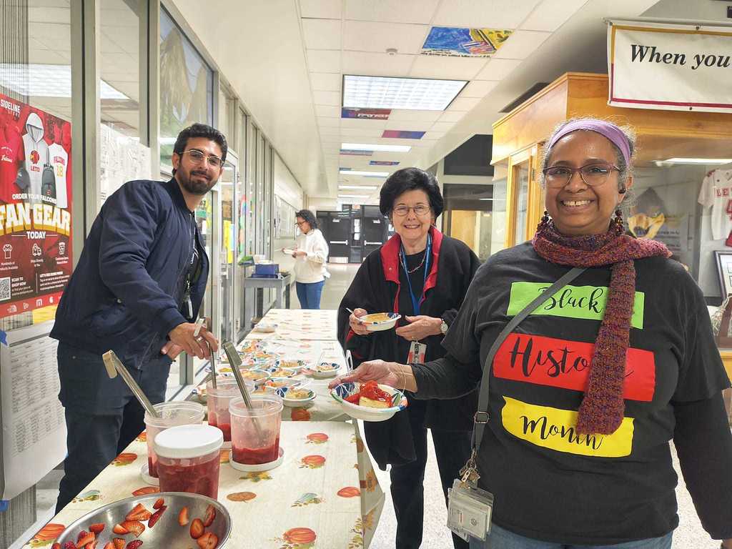 enjoying strawberry shortcake