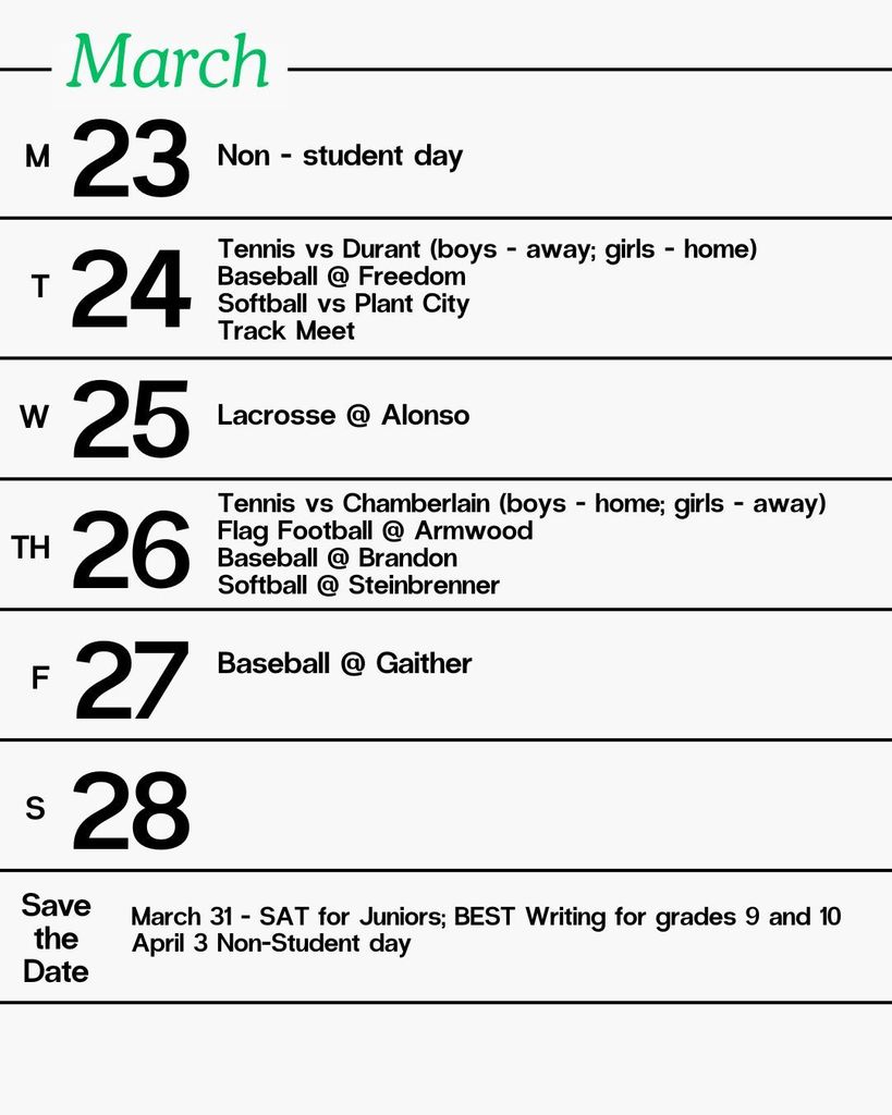 weekly schedule