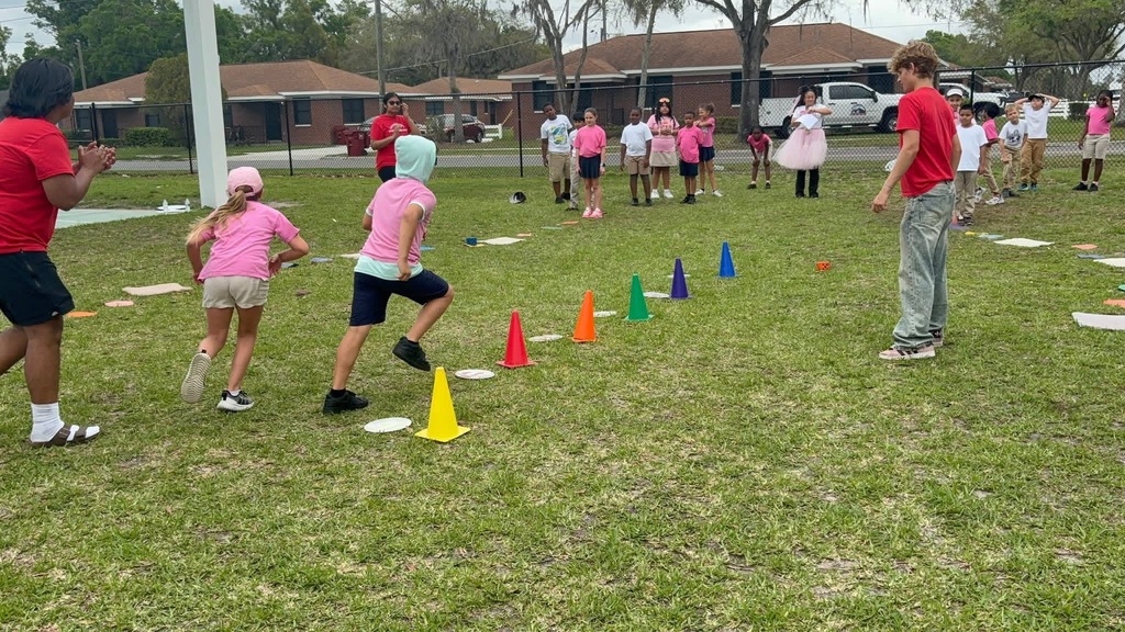 Students playing a game