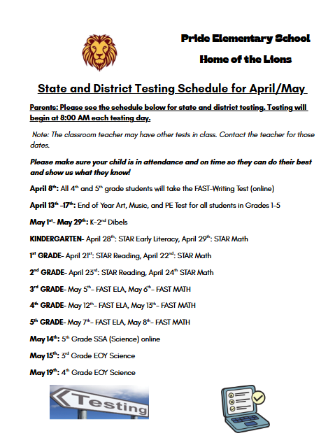 Testing Schedule