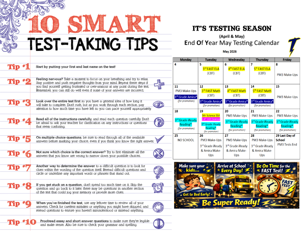 Testing Season May Calendar