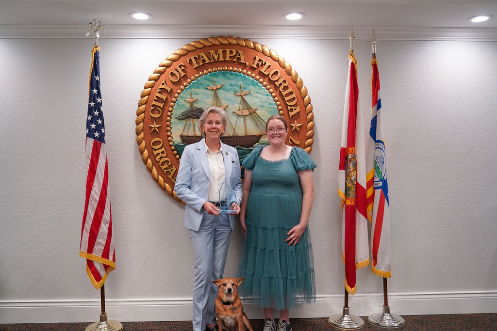 Megan Richards from Wharton High School with Tampa Mayor Jane Castor
