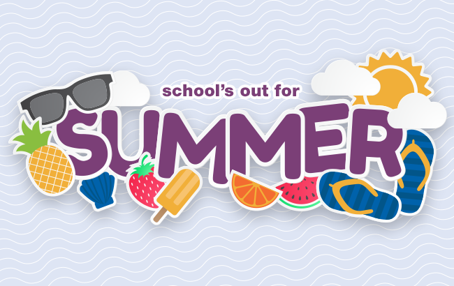 decorative image that says school's out for summer
