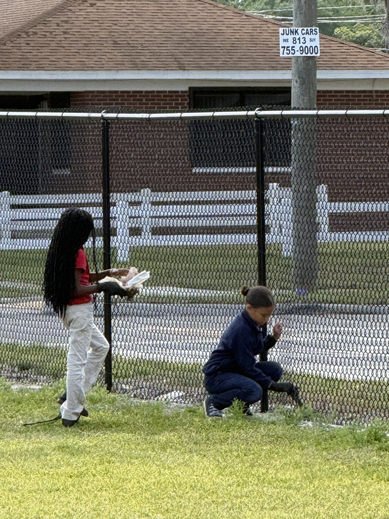 Students picking up trash for Earth day
