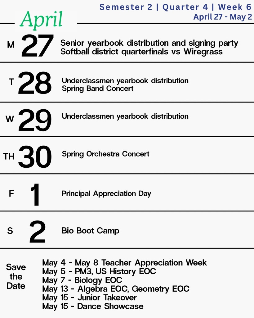 Weekly schedule 