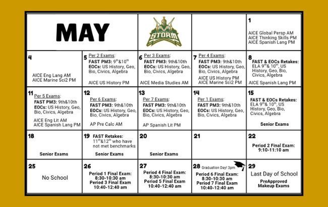May Testing Calendar