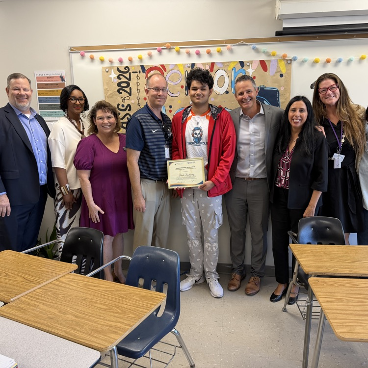 Isaiah Rodriguez with Member Combs and Superintendent’s Cabinet 
