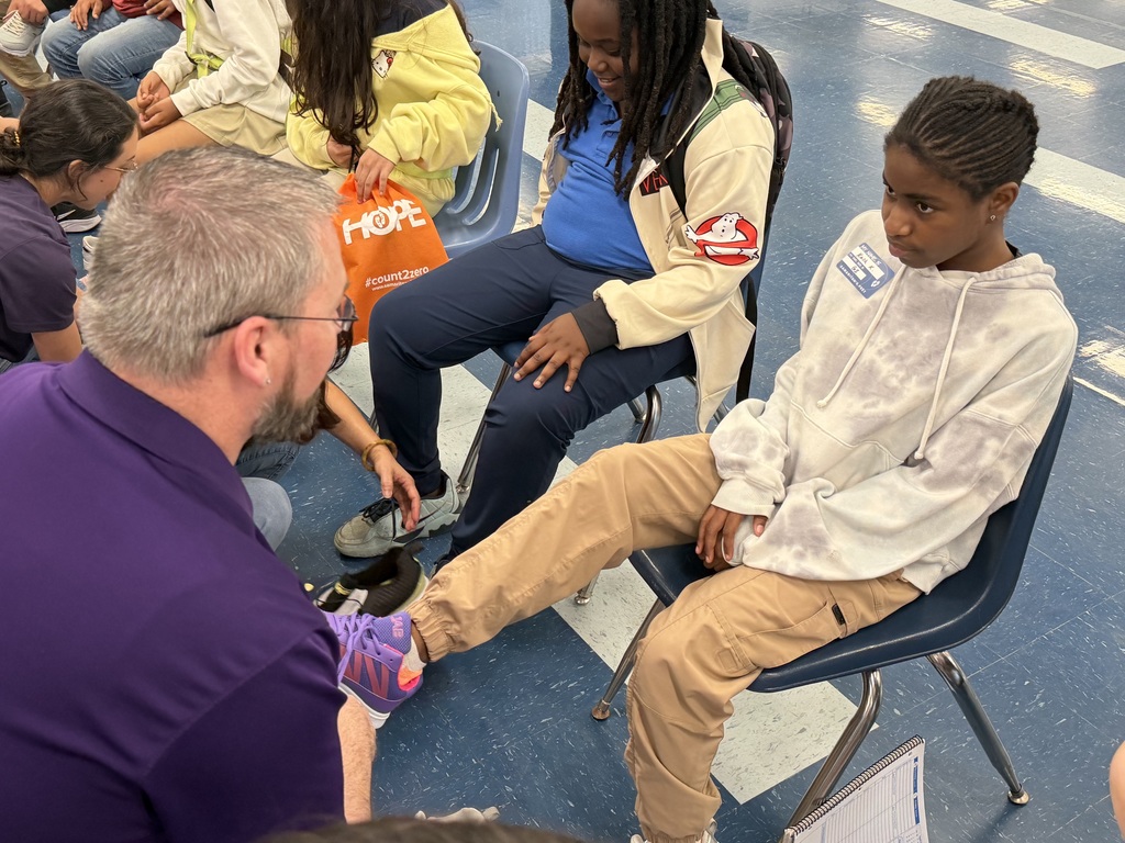 Shoe donation at Sheehy Elementary School