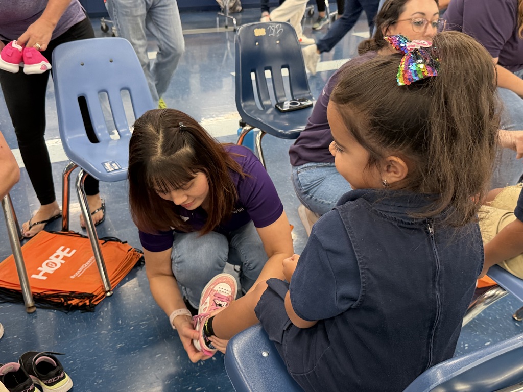 Shoe donation at Sheehy Elementary School